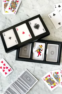 Cristina Oria Juegos De Mesa^Caja De Madera Alargada Con 3 Juegos De Cartas