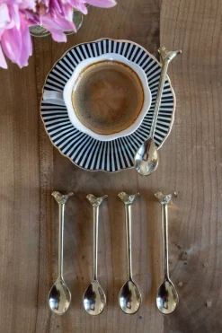 Cristina Oria Cubiertos De Postre|Tazas Y Teteras^Caja De Regalo Tazas Espresso Grises Y Cucharitas De Bronce