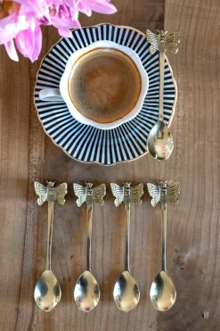 Cristina Oria Cubiertos De Postre|Tazas Y Teteras^Caja De Regalo Tazas Y Cucharitas De Bronce