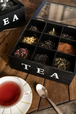 Cristina Oria Almacenaje|Accesorios De Mesa^Caja de Té de Madera con 9 Compartimentos