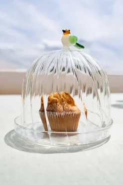 Cristina Oria Accesorios De Mesa^Campana Con Base De Vidrio Soplado Con Figura Pájaro