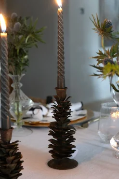 Cristina Oria Candelabros Y Portavelas^Candelabro Con Diseño De Pino Verde Y Dorado De Metal Grande