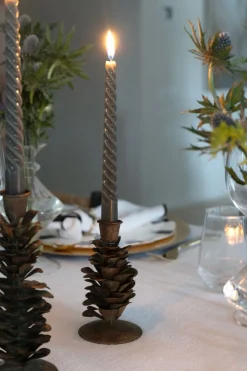 Cristina Oria Candelabros Y Portavelas^Candelabro Con Diseño De Pino Verde Y Dorado De Metal Pequeño