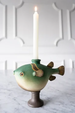 Cristina Oria Candelabros Y Portavelas^Candelabro Con Diseño De Pez En Color Verde