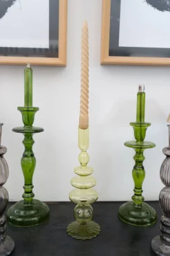 Cristina Oria Candelabros Y Portavelas|Jarrones, Floreros Y Maceteros^Candelabro De Cristal Con Diseño Nora Verde