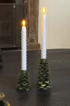 Cristina Oria Candelabros Y Portavelas^Candelabro De Hierro Con Diseño De Árbol Verde Y Purpurina