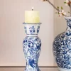 Cristina Oria Candelabros Y Portavelas^Candelabro De Porcelana Azul Y Blanco