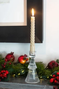 Cristina Oria Candelabros Y Portavelas^Candelabro Tallado De Cristal Con Diseño De Árbol Transparente Pequeño