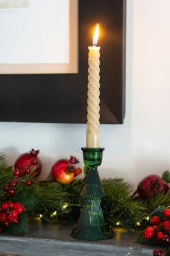 Cristina Oria Candelabros Y Portavelas^Candelabro Tallado De Cristal Con Diseño De Árbol Verde Pequeño