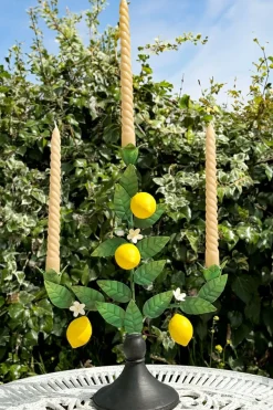 Cristina Oria Candelabros Y Portavelas^Candelabro Tres Velas De Metal Con Limones