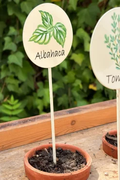 Cristina Oria Huerto Y Jardinería^Cartel Para Plantas de Jardín Albahaca