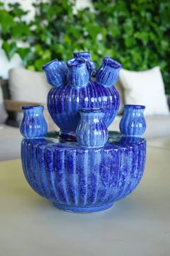 Cristina Oria Piezas Decorativas|Jarrones, Floreros Y Maceteros^Centro De Mesa Con Diseño De Bulbos Azul