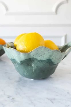 Cristina Oria Jarrones, Floreros Y Maceteros^Centro De Mesa Irregular De Porcelana Verde 20 Cm