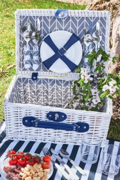 Cristina Oria Picnic^Cesta De Picnic Interior Gris Con Rayas Blancas 4 Personas