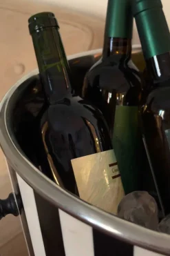 Cristina Oria Cubiteras Y Champaneras^Champanera De Resina Con Diseño De Rayas Blancas Y Negras