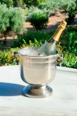 Cristina Oria Cubiteras Y Champaneras^Champanera Plateada Con Arandelas Y Base Baja