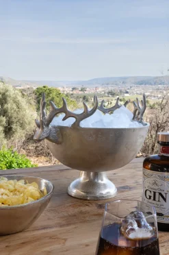 Cristina Oria Cubiteras Y Champaneras^Champanera Plateada Con Pie Y Diseño De Ciervos