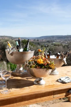 Cristina Oria Cubiteras Y Champaneras^Champanera Plateada Con Pie Y Diseño De Ciervos