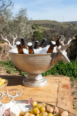 Cristina Oria Cubiteras Y Champaneras^Champanera Plateada Con Pie Tallada Y Diseño de Ciervos