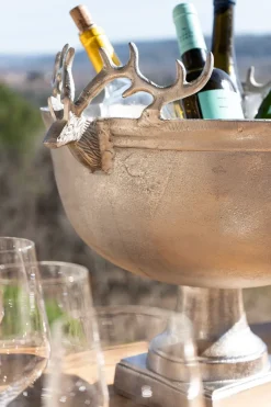 Cristina Oria Cubiteras Y Champaneras^Champanera Plateada Grande Con Pie Y Diseño De Ciervos