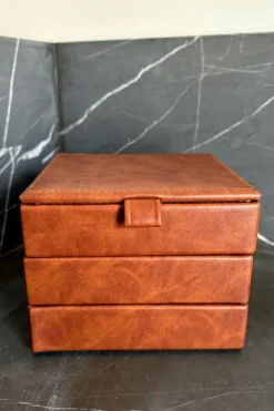 Cristina Oria Joyeros, Carteras Y Fundas^Cofre Con Tres Compartimentos Efecto Piel Y Diseño Pata De Gallo