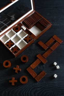 Cristina Oria Juegos De Mesa^Cofre De Juegos De Mesa De Cuero