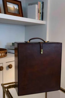 Cristina Oria Cubiteras Y Champaneras^Cofre Mini Bar De Cuero Con Cubitera