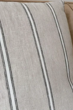 Cristina Oria Cojines^Cojín Cuadrado De Lino Con Diseño De Rayas Gris Natural