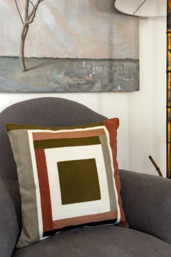 Cristina Oria Cojines^Cojín Geométrico Tonalidades Tierra De Algodón Cuadrado