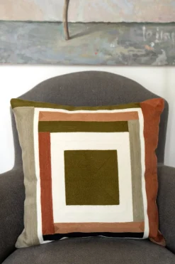 Cristina Oria Cojines^Cojín Geométrico Tonalidades Tierra De Algodón Cuadrado