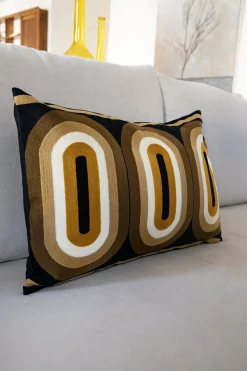 Cristina Oria Cojines^Cojín Retro Mostaza De Algodón Bordado Rectangular