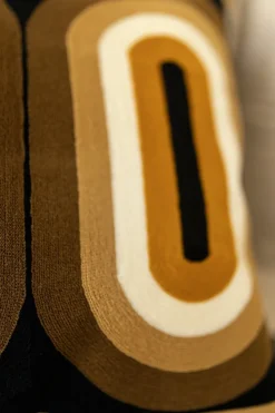 Cristina Oria Cojines^Cojín Retro Mostaza De Algodón Bordado Cuadrado