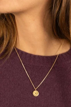 Cristina Oria Joyas Co|Joyas Co^Collar Dorado Con Colgante Redondo Sol Y Circonita Negra