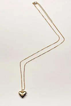 Cristina Oria Joyas Co|Joyas Co^Collar Dorado Con Colgante Diseño Corazón Y Circonita Naranja