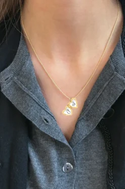Cristina Oria Joyas Co|Joyas Co^Collar Dorado Con Colgante Diseño Corazón Y Circonita Naranja