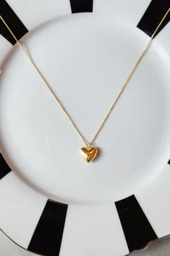 Cristina Oria Joyas Co|Joyas Co^Collar Dorado Con Colgante Diseño Corazón Y Circonita Naranja