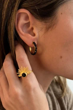 Cristina Oria Joyas Co|Joyas Co^Combinación Anillo & Pendientes Onyx Negras