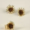 Cristina Oria Joyas Co|Joyas Co^Combinación Anillo & Pendientes Dorados Diseño Girasoles Marrones