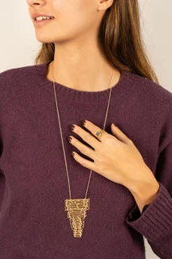 Cristina Oria Joyas Co|Joyas Co^Combinación Anillo Labradorita & Collar Cascada Dorados