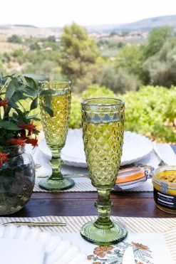 Cristina Oria Copas^Copa Cristal Champagne Verde Rombos