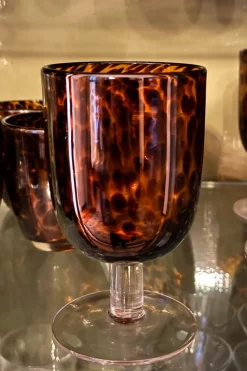 Cristina Oria Copas^Copa De Cristal Con Diseño Moteado Ámbar