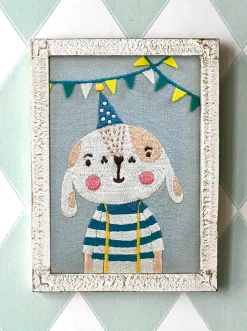 Cristina Oria Cuadros|Minichef^Cuadro Infantil Retrato Conejo Bordado