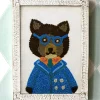 Cristina Oria Cuadros|Minichef^Cuadro Infantil Retrato Oso Con Gafas Bordado
