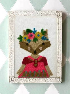Cristina Oria Cuadros|Minichef^Cuadro Infantil Retrato Zorra Bordado