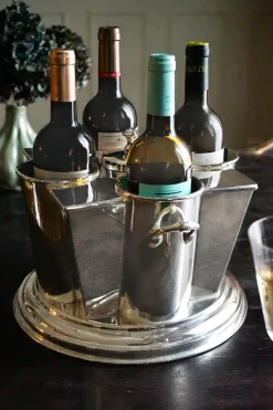 Cristina Oria Cubiteras Y Champaneras^Cubitera 4 Botellas De Plata Co