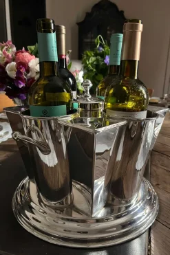 Cristina Oria Cubiteras Y Champaneras^Cubitera 4 Botellas De Plata Co