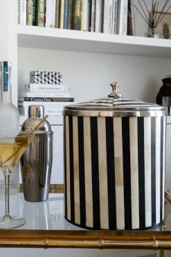 Cristina Oria Cubiteras Y Champaneras^Cubitera De Asta Con Diseño De Rayas Blancas Y Negras Grande