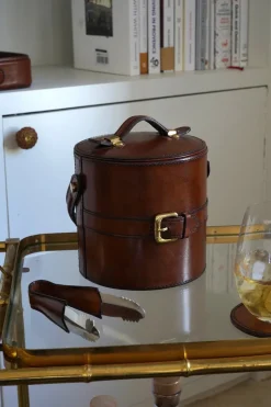 Cristina Oria Cubiteras Y Champaneras^Cubitera De Cuero Con Tapa Y Detalle De Hebilla Pequeña