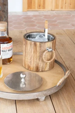 Cristina Oria Cubiteras Y Champaneras^Cubitera De Madera Con Arandelas, Tapa Y Pinza