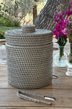 Cristina Oria Cubiteras Y Champaneras^Cubitera De Ratán Con Tapa Y Pinza Gris